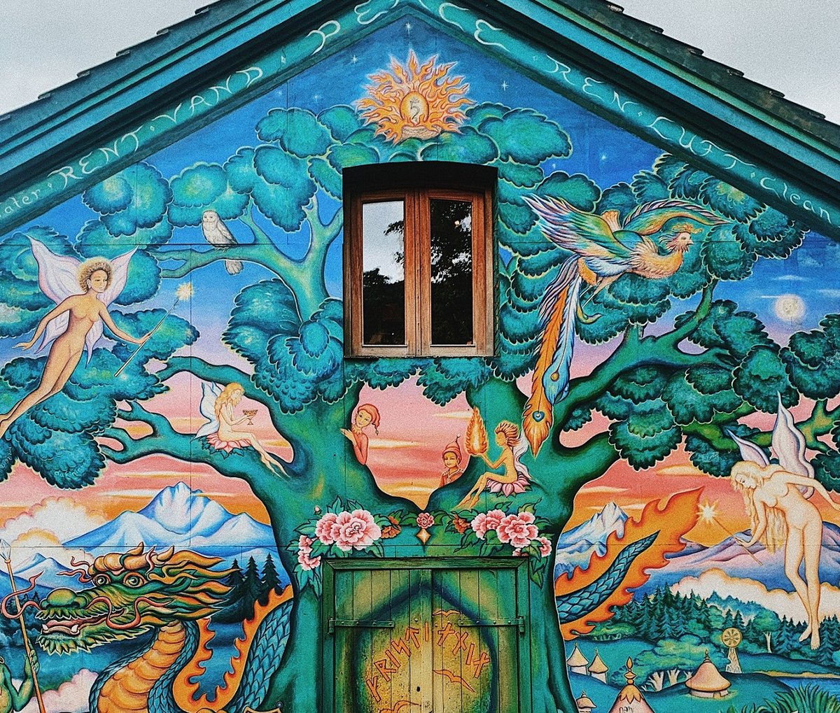 Colorful art painted on a building in Christiania